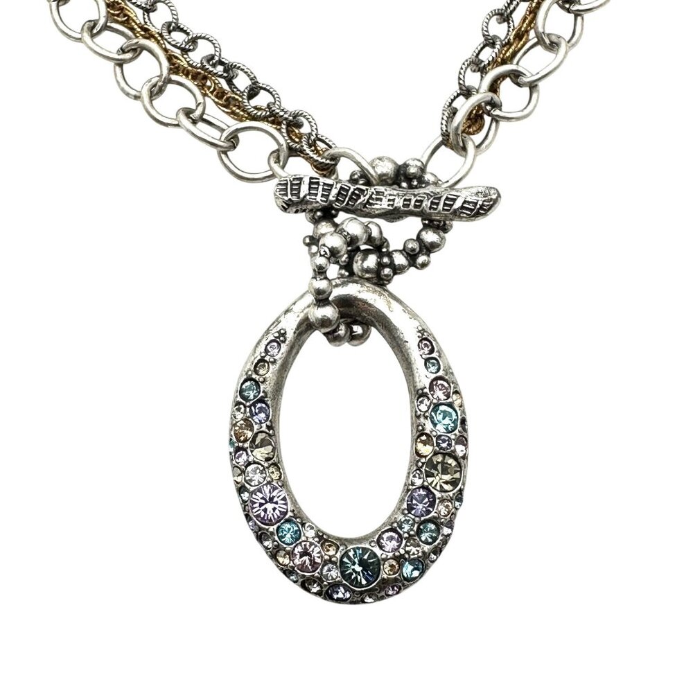 Patricia Locke Multicolor Swarovski Crystal Silver Tone Pendant Necklace 20 Inch
